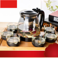 套装 家用2000ML茶壶耐热玻璃泡茶壶花 茶壶套装大容量茶具水