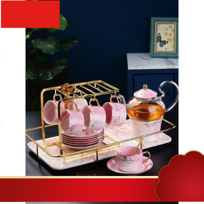 下午茶具北欧花茶杯套装煮水果茶壶蜡烛加热玻璃壶家用陶瓷杯