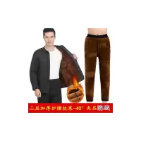 YUANSU中老年人驼绒棉衣男加绒加厚宽松内穿棉裤套装6070爷爷加厚保暖裤棉衣