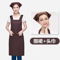 广告饭店围裙定制logo印字家用厨房帽子男套装三件套工作服务员女