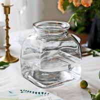 客厅方形大花瓶透明插花瓶水培花束欧式彩色花器鱼缸摆件玻璃花瓶