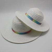 亚马逊热卖女士儿童亲子纸编亮片防紫外线沙滩草帽遮阳帽地摊热品