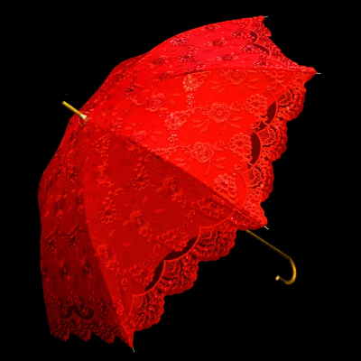 古达蕾丝刺绣新娘伞婚礼婚庆结婚伞双层中式大红伞晴雨两用长柄伞