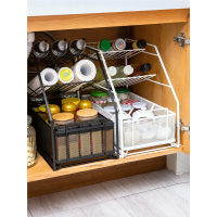 厨房下水槽置物架推拉抽屉式调料架子伸缩分层卫生间用品收纳