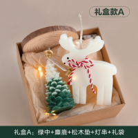 圣诞香薰蜡烛古达圣诞树圣诞礼物圣诞节伴手礼香氛礼盒创意礼品摆件_礼盒款A雪顶绿中麋鹿
