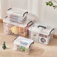 透明收纳盒米魁桌面杂物零食儿童玩具收纳箱化妆品带盖储物盒小盒