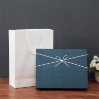 蓝色盒子+白手提袋 大号:长33宽25高7厘米 520长方形生日包装盒连衣裙T恤盒礼品盒精美礼品包装盒