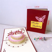 生日快乐-红封13-16CM 创意生日贺卡3D生日蛋糕立体卡片特别生日贺卡创意送男女朋友