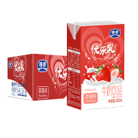 银桥乳业 优乐乳草莓味牛奶饮品 早餐牛奶 草莓奶 250ml*24盒整箱装
