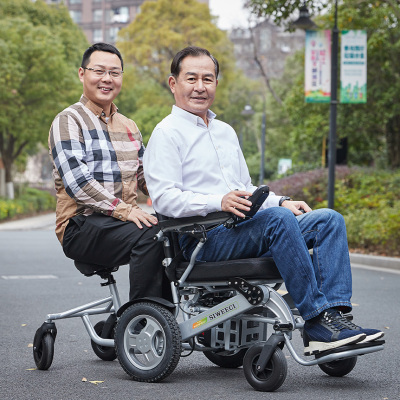 斯维驰 智能遥控电动轮椅车全自动老年人残疾人轻便可折叠旅行越野电磁刹车免安装双人轮椅 20安锂电池续航约25km