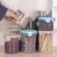 2种款式透明塑料储物瓶罐保鲜罐厨房五谷杂粮收纳食品收纳储物罐