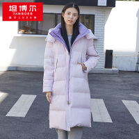 坦博尔新款长款过膝羽绒服女撞色加厚韩版外套TW216802