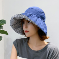 盛世尼曼遮阳帽女防晒遮脸空顶大沿韩版儿童太阳帽夏季双面亲子可折叠户外帽子