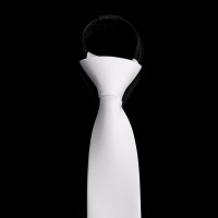 盛世曼尼6cm白色拉链领带男士宴会婚礼韩版纯白免打西装领带