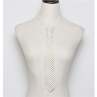 盛世曼尼高端版手工编织串珠平头型镂空 复古珍珠领带搭配衬衫假领子