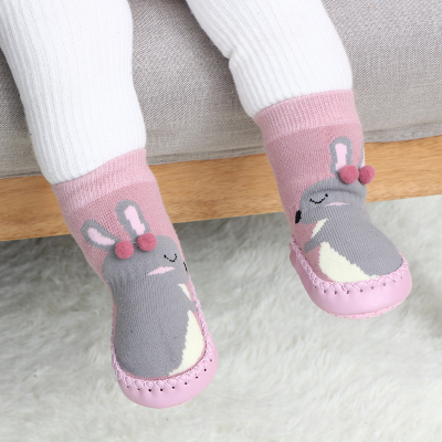 盛世尼曼新款春秋卡通婴儿鞋袜防滑皮底儿童地板袜毛圈保暖宝宝袜子0-3