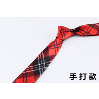 盛世尼曼5cm苏格兰红黑色格子小领带 韩版休闲男女商务领呔 流行日韩校服领带