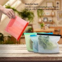 硅胶食物袋耐高温自封袋食品级矽膠保鲜袋1000毫升冰箱冷藏冷冻袋