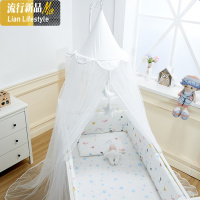 ins风网红婴儿床蚊帐圆顶全罩式通用宝宝防蚊儿童可折叠升降 三维工匠