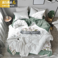 北欧刺绣水洗棉四件套轻文艺欧式床单被套棉清新床上用品 三维工匠