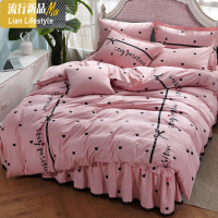棉夹棉床罩床裙式四件套棉公主风被套裙式床单床套1.5m1.8米 三维工匠