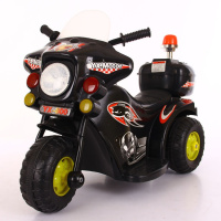 儿童电动车三轮摩托车灯光音乐可坐人电瓶男女宝宝玩具充电0-4岁 警车标配黑色+音乐灯光