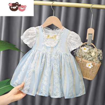 绿彩虹光女童宝宝萝莉裙婴儿一周岁礼服小童洋气夏装连衣裙子洛丽塔公主裙