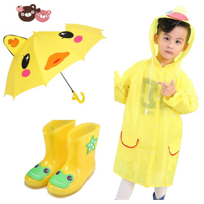 绿彩虹光宝宝幼儿园儿童雨鞋雨具套装韩版儿童水鞋女孩小童雨衣雨鞋