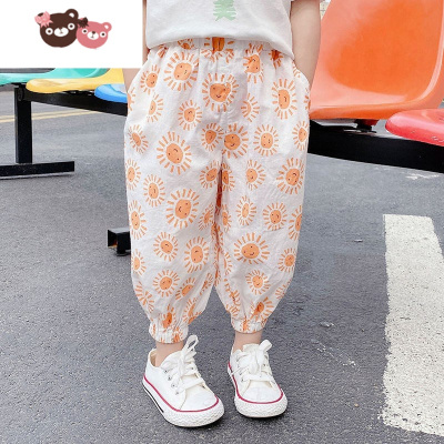 绿彩虹光女童夏装裤子薄款2022夏季新款儿童洋气宝宝小童儿童空调裤