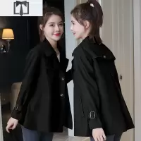 SUNTEK2021年春季新款小个子风衣女短款韩版时尚女士黑色中短款风衣外套风衣
