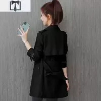 SUNTEK黑色风衣女小个子2021年新款春秋装韩版气质流行女士中款风衣外套风衣