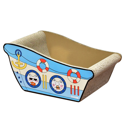 得酷 瓦楞纸轮船猫爪板 浴缸猫抓板窝一体 浴盆磨抓 猫用品玩具 宠物玩具