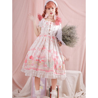 原创Lolita裙子日系莓萝莉洛丽塔洋装全套可爱公主连衣裙正版 白色单独吊带裙 均码