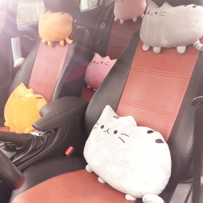 创意可爱韩国小猫咪汽车头枕靠枕车用脖子护颈枕车载卡通座椅枕头