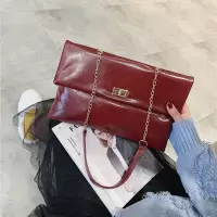 质感包包女2018新款潮韩版百搭斜挎包链条复古单肩时尚油皮信封包 红色收藏关注