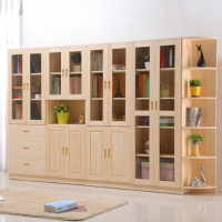 实木书柜书架松木玻璃书柜简约现代柜子自由组合儿童书柜带书橱