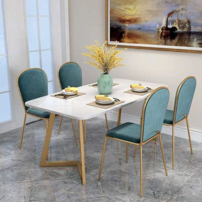 北欧大理石餐桌椅组合现代简约轻奢风小户型餐厅长方形吃饭桌