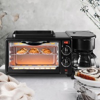 甜城 智能早餐机 多功能 电烤箱+咖啡机+煎烤盘三合一早餐吧烤面包机 TC-ZCJ3