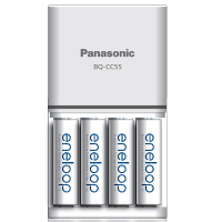 松下Panasonic爱乐普5号充电套装可充7号附4粒5号2000mha高性能镍氢急速智能充电电池 白色
