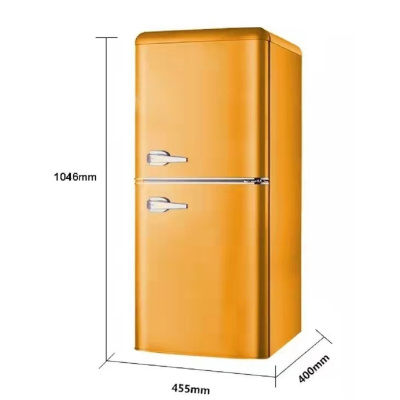 志高复古小冰箱82升家用小型出租房冷藏冷冻宿舍双门时尚款(白色,黄色)BCD-162B
