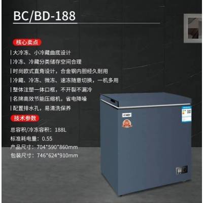 先科家用冷冻单温BC/BD-188 小冰柜大容量商用冷柜 烟青紫