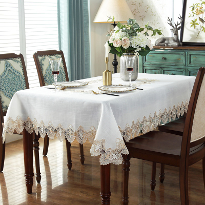 京城派 茶几桌布蕾丝餐桌布长方形布艺台布欧式圆家用小清新桌布棉麻盖布