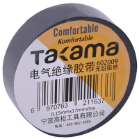 takama（高松）602009 电气绝缘胶带黑色电工胶布耐高温阻燃大卷PVC防水9M*10卷