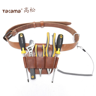 高松(takama)组套工具(7件头层牛皮3联双耳+皮带+常用工具+斜口钳)705224/1套
