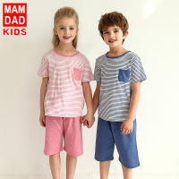KIDS MAM&DAD儿童短袖家居服套装夏天薄款网眼男童女童中大童短袖短裤两件套家居服