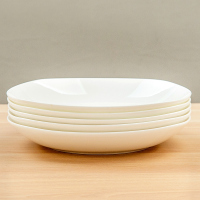 夏豹骨瓷盘子菜盘餐具盘碟陶瓷餐盘简约碟子鱼盘纯白色6只装深盘