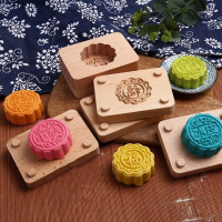 纳丽雅(Naliya)木质双层月饼模具各类烘培糕点用具DIY烘焙工具 花纹B款