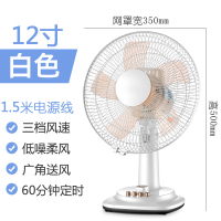 电风扇台式家用宿舍16寸大台扇定时宿舍风扇纳丽雅摇头落地电扇 12寸白色