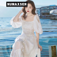 纽曼森(Numaxsen)连衣裙法式长裙2022年夏季气质显瘦温柔仙女白色子旅游度假沙滩裙