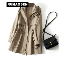 纽曼森(Numaxsen)风衣女高级感英伦范设计感抽绳收腰显瘦气质可拆卸连帽重工轻奢外套